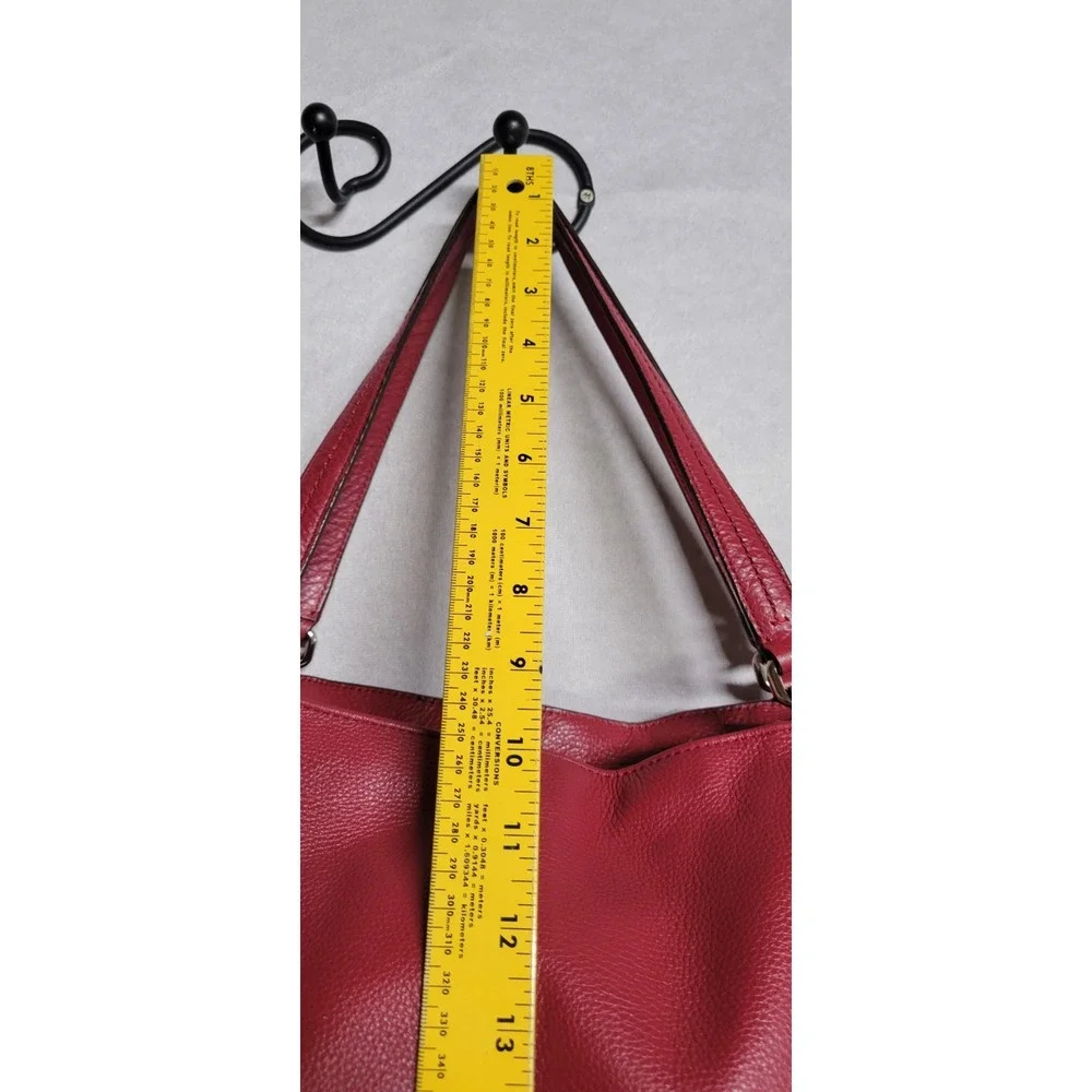 Red Pebble Grain Leather Dual Handle Coach Handbag W Zipper Closure J1321 F23284